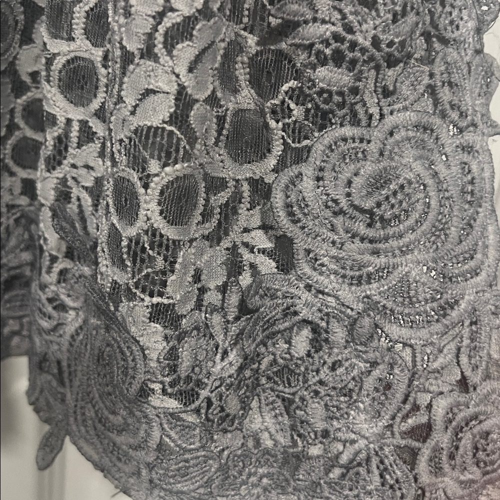 POL Gray Floral Lace Sleeveless Blouse NWT L - Picture 2 of 5